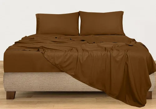 Miniatura 8 de ROYALE LINENS Juego de sábanas de algodón peinado de fibra larga 100% de 300 hilos - Sábanas de 4 piezas para cama King - 1 ajustable, 1 plana y 2