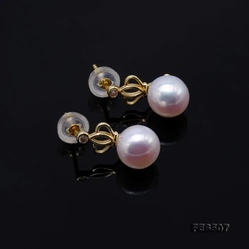 Miniatura 3 de JYX Pendientes de perlas de plata de ley con corona de 0295in redondos para mujer