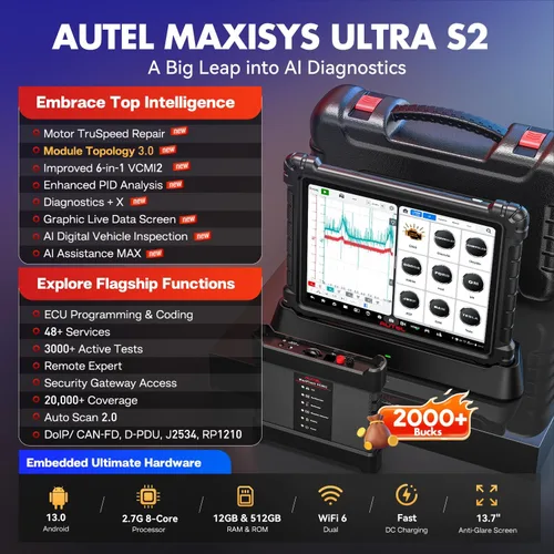Miniatura 3 de Autel Escáner MaxiSYS Ultra S2, 2026 UltraS2 AI Herramienta de escaneo inteligente hasta MS919 S2 MS909S2 Ultra EV MSUltra, 6IN1 VCMI2, Topología