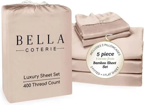 Miniatura 65 de Bella Coterie - Juego de sábanas de lujo de viscosa de bambú para cama tamaño split king 2 sábanas ajustadas para camas Sleep Number y camas 06