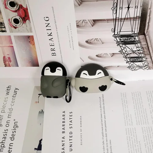 Miniatura 5 de Funda compatible con Airpod Pro 2019 Gen Penguin, silicona Kawaii divertida linda caricatura 3D diseño animal elegante para hombres y mujeres, funda