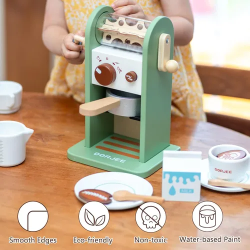 Miniatura 4 de Juguete para cafeteras de madera para niños, juego de máquina de café con molinillo, rutina de preparación de café, estimula el juego imaginativo