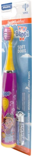 Miniatura 3 de Brush Buddies Blippi Cepillo de dientes eléctrico para niños, cepillo de dientes sónico alimentado por batería, cerdas suaves, cepillo de dientes