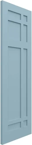 Miniatura 2 de Persianas de montaje fijo estilo misión San Juan Capistrano de PVC True Fit de 12"W x 25"H, azul pacífico (por par - herrajes no incluidos)