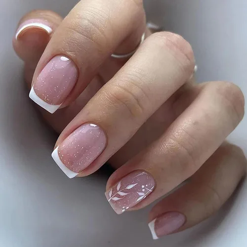 Miniatura 10 de Uñas postizas a presión de longitud corta, 24 piezas de cobertura completa, reutilizables, brillantes, uñas postizas con pegamento, uñas postizas