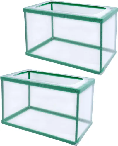 Miniatura 10 de MY MIRONEY Caja de malla para incubadora de peces de 6.3 x 5.63 x 6.22 pulgadas, caja de criador de acuarios, malla de nailon blanco, red