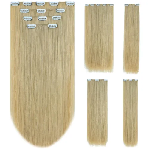 Miniatura 13 de Extensión de cabello negro oscuro, extensiones de cabello con clip, de 18 pulgadas, ondulado, sintético, 5.5 onzas, HSPCYGG de 22 pulgadas, cabello