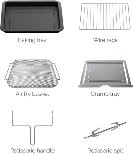 Miniatura 7 de MOI Horno tostador con freidora de aire de 1700 W, horno tostador de convección con 12 ajustes preestablecidos, hornos de encimera para hornear