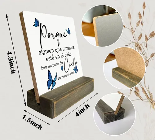 Miniatura 2 de Placa de madera de condolencia, regalo religioso español para la pérdida de un ser querido, soporte de madera, letrero de estilo español, regalo
