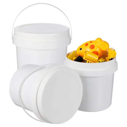 Cubo de plástico blanco 3pcs cubo de almacenamiento blanco con cubierta 3pc PP con tapa