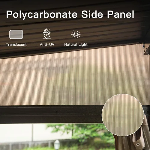 Miniatura 61 de Domi - Solárium de pared montado de 10 x 14 pies, solárium de pared con techo inclinado de policarbonato de aluminio, casa de pantalla de PC