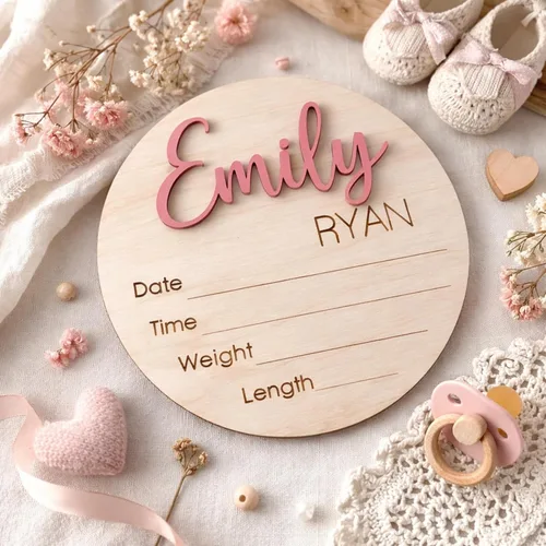 Miniatura 2 de Letreros de madera de lujo personalizados con nombre de bebé, bebé próximamente, regalos de bienvenida recién nacido para niño o niña, estilo 01