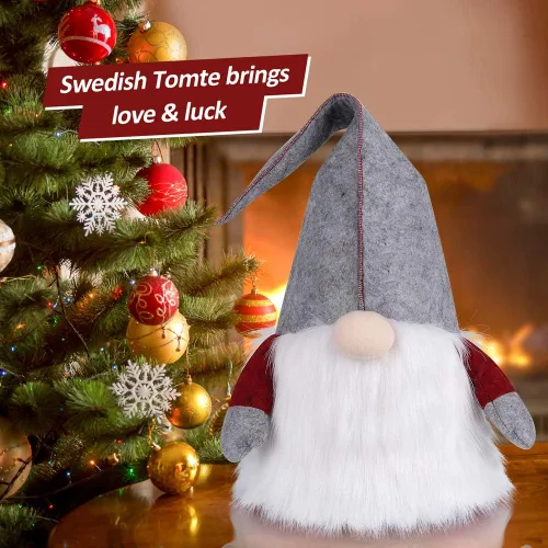 Miniatura 2 de D-FantiX Adorno de Gnomo para la Copa del Árbol de Navidad, 25 Pulgadas Gran Gnomo Sueco Tomte Adornos de Navidad Gnomos de Papá Noel de Peluche