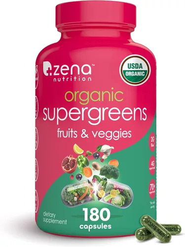Miniatura 10 de Zena Nutrition Polvo de Súper Verdes Orgánico, 70+ Superalimentos, 0 Azúcar, 3G de Fibra, Espirulina, Chlorella, Hongos, Prebióticos/Probióticos