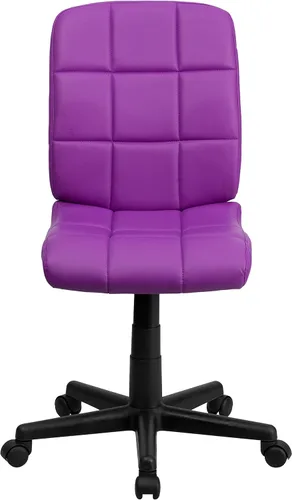 Miniatura 7 de Flash Furniture - Silla giratoria de respaldo medio de vinilo, acolchada, color negro Púrpura