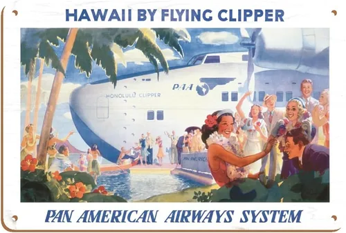 Miniatura 5 de Pacifica Island Art Hawaii by Flying Clipper - Boeing 314 - Pan American Airways - Póster vintage de viaje de aerolínea por Paul George Lawler