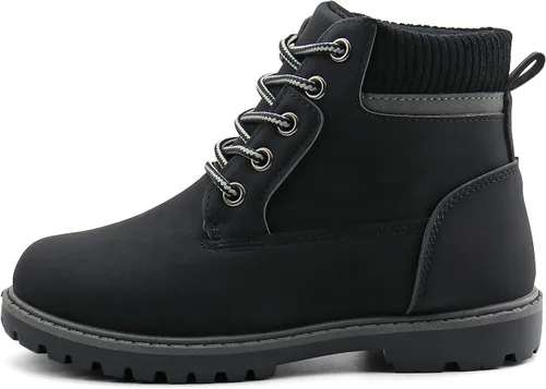 Miniatura 2 de JABASIC Botas de tobillo para niños y niñas, con cordones, cómodas botas de trabajo al aire libre