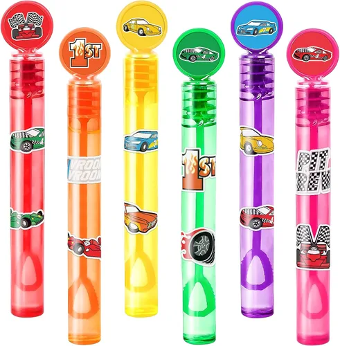 Recuerdos de fiesta de autos de carreras para niños – 24 mini varitas de burbujas con temática de carreras, ideal para suministros de cumpleaños,