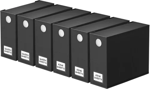 SpaceAid 6 unidades de organizador y almacenamiento para sábanas, organizador plegable con ventana para armario de ropa, juego de carpetas para Negro