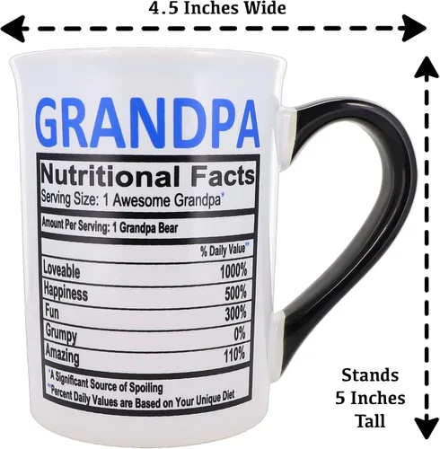 Miniatura 4 de Cottage Creek Taza para abuelo, taza de café de cerámica de 16 onzas con datos nutricionales para abuelos, regalos para hombres, papá, papaw, papaw