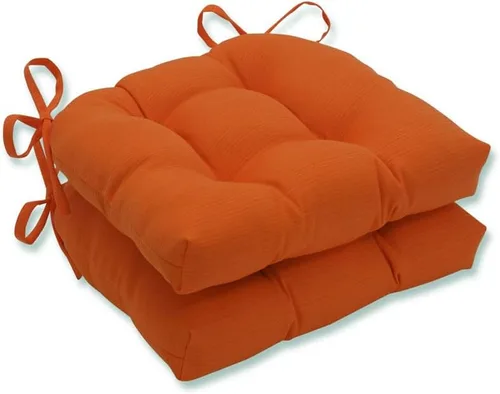 Pillow Perfect Pompeii - Silla reversible sólida para interiores y exteriores con lazos, resistente a la intemperie y a la decoloración, 15.5 x 16
