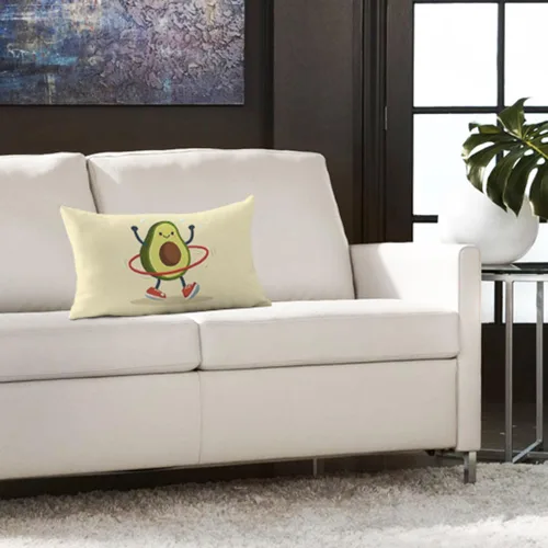 Miniatura 2 de AOYEGO Funda de almohada decorativa 12x20 pulgadas con diseño de aguacate haciendo ejercicio con aro hula hoop, fundas de almohada rectangulares