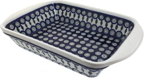 Miniatura 5 de Blue Rose Polish Pottery - Panadero rectangular grande con asas de tulipán azul, 11.5 x 9.25 pulgadas, único, apto para lavavajillas y duradero