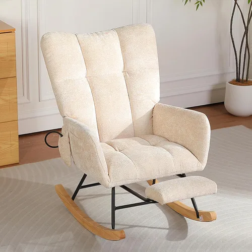Miniatura 10 de Sillas Mecedoras - Mecedora para habitación del bebé con bolsa de aire, silla mecedora de lectura para interiores, acogedoras sillas mecedoras