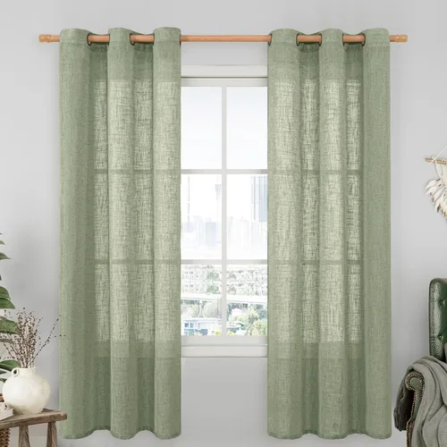 Miniatura 187 de LAMIT Cortinas de lino marrón caramelo para sala de estar, 84 pulgadas, de lino sintético, texturizado, filtrante de luz, paneles de privacidad