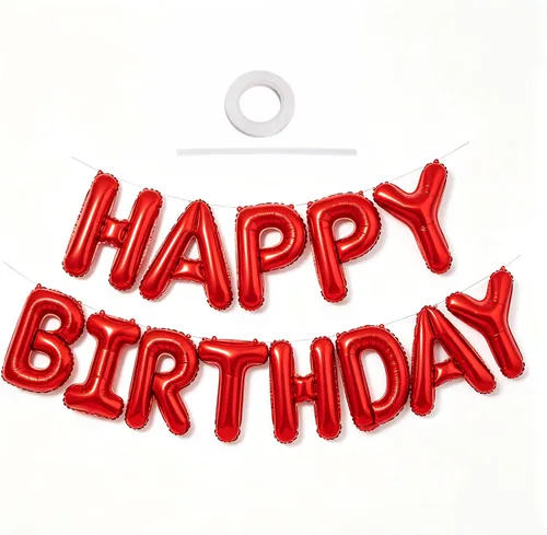 Miniatura 41 de TONIFUL Pancarta de Globos Negros de Feliz Cumpleaños de 16 Pulgadas con Letras de Papel de Aluminio Mylar, Cartel Banderín Reutilizable