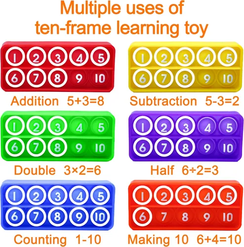 Miniatura 3 de Ten Frame Pop Math Manipulatives - Juego de 6 juguetes de silicona para la ansiedad para aulas de jardín de infantes - Atractivos juguetes