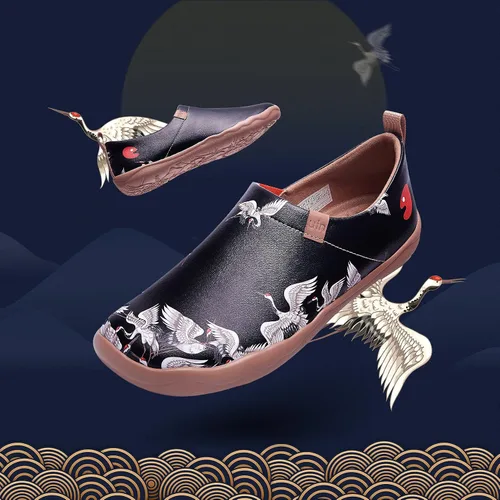Miniatura 2 de UIN - Zapatos para caminar y viajar para mujer, mocasines informales de microfibra, ligeros, cómodos, sin cordones, con estampado a la moda