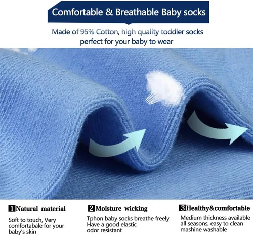 Miniatura 5 de Tphon Calcetines antideslizantes para niños pequeños, 12 pares de calcetines antideslizantes para bebés de 1 a 10 años