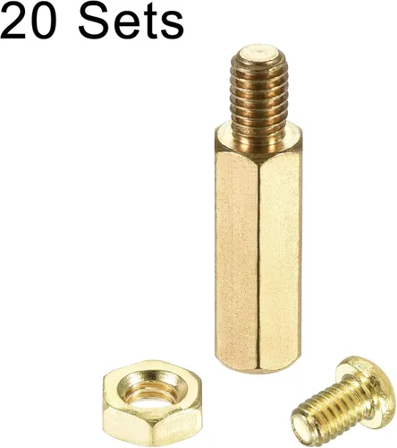 Miniatura 3 de uxcell M4 - Espaciador hexagonal de latón de 0.669 in+0.236 in macho-hembra, kit de tuercas roscadas para placa base PCB, placa de circuito