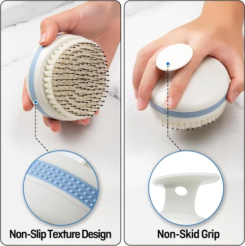 Miniatura 6 de Masajeador de cuero cabelludo con cerdas de doble capa, cepillo de champú para lavar el cabello con espuma rica y antideslizante, limpiador de cuero