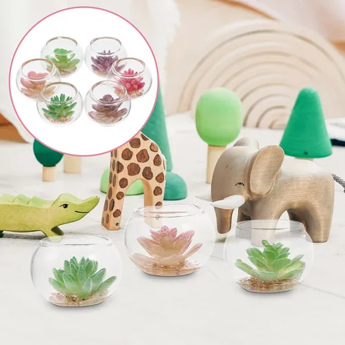 Miniatura 7 de jojofuny 6 plantas en maceta en miniatura, mini suculentas en maceta, planta artificial de casa de muñecas, macetas en miniatura, pequeñas plantas