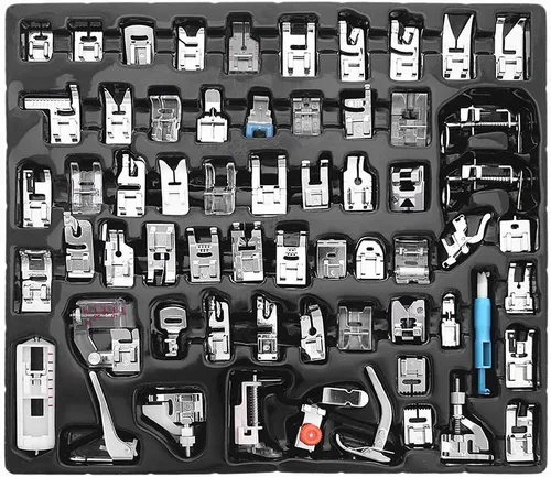 Miniatura 11 de Juego de 11 pies prensatelas para máquina de coser de vástago bajo a presión, cantante, hermano, Janome, Babylock, Kenmore, Euro-Pro, blanco, Juki