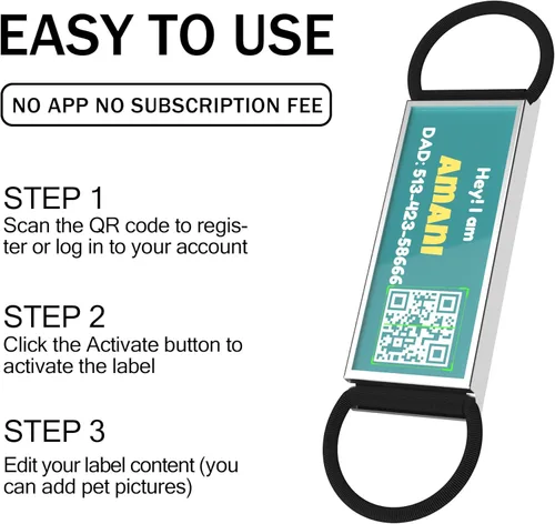 Miniatura 3 de Etiqueta de identificación de perro deslizable con código QR, etiqueta silenciosa personalizada personalizada para mascotas - Gratis en línea