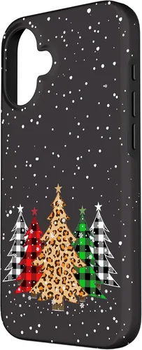 Miniatura 2 de Funda con diseño de árboles de Navidad con estampado de leopardo y cuadros para iPhone 16