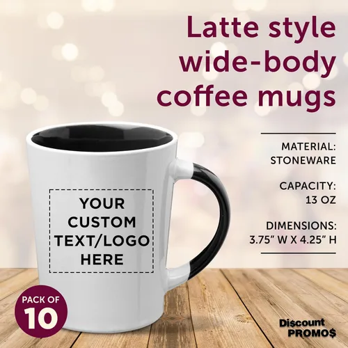 Miniatura 4 de Albany - Juego de 10 tazas de café con leche de cerámica personalizadas, 13 onzas, paquete personalizado a granel, perfectas para café, té, expreso