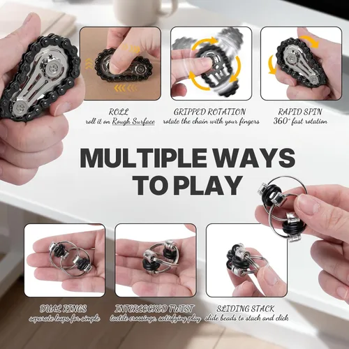 Miniatura 5 de Juego de 5 juguetes para ansiedad de metal para adultos, juguetes magnéticos giratorios para aliviar el estrés y la ansiedad, juguetes sensoriales