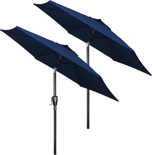 Miniatura 19 de HealSmart Sombrilla de patio de 7.5 pies con botón de inclinación/manivela, sombrilla de mesa al aire libre, 6 varillas resistentes para jardín