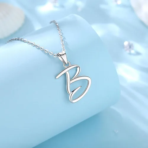 Miniatura 116 de EUDORA Collares de plata esterlina con inicial para mujer, regalos clásicos de 26 letras sin cuello para niñas, hermana, madre hija, cadena de 18