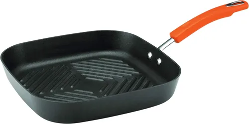 Miniatura 9 de Rachael Ray Brights - Sartén antiadherente anodizada dura, sartén anodizada dura, 12.5 pulgadas, gris con asas rojas