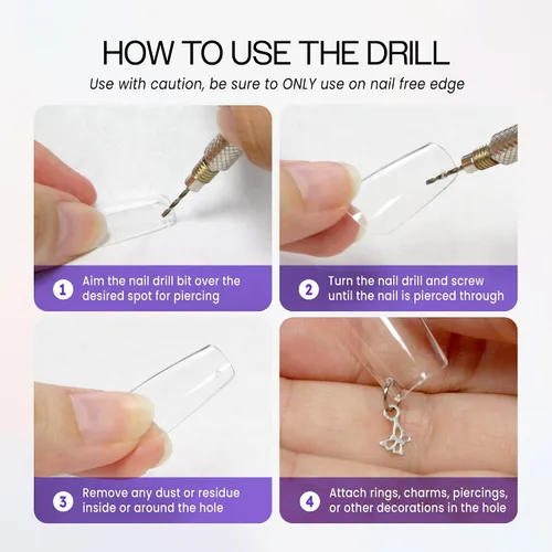 Miniatura 5 de Beauticom Herramienta de taladro de mano de 2 piezas Consejos de arte de uñas colgantes