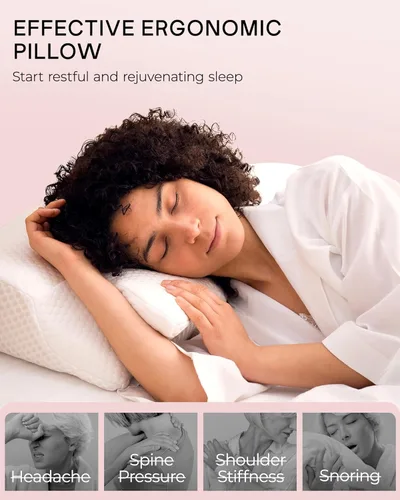 Miniatura 7 de Almohadas cervicales de espuma viscoelástica Elviros para el dolor de cuello y hombros, almohada para el cuello para dormir, almohadas para dormir
