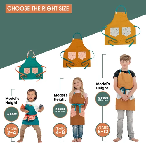 Miniatura 3 de Delantal Surfer Kids Delantal de lona inspirado en el océano para cocinar Delantal de algodón duradero para niños con correas Pintura