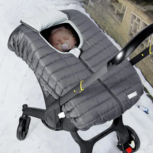 Miniatura 6 de Orzbow Funda de asiento de automóvil para bebé, funda de asiento de automóvil de invierno para niños y niñas, fundas cálidas para asiento de Gris