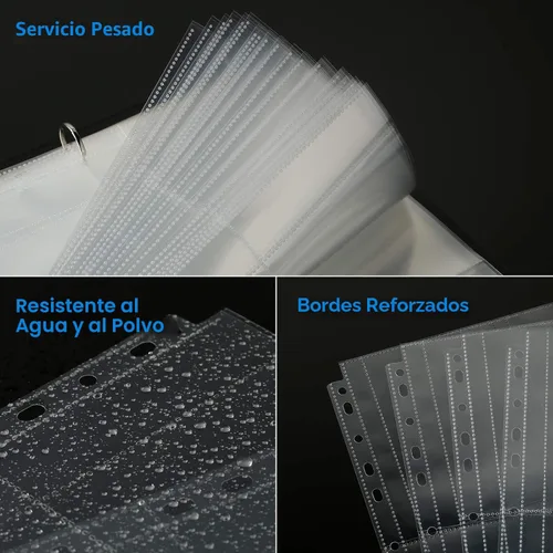 Miniatura 4 de Sooez Paquete de 30 protectores resistentes para fotos o postales, fundas de plástico transparente para carpetas de 3 anillas, dos bolsillos de 5 x