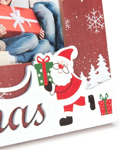 Miniatura 8 de kennethan Marco rojo de Navidad de 4 x 6 pulgadas con decoración de Papá Noel de Navidad, 1 paquete de marco de madera con vidrio para mostrar fotos